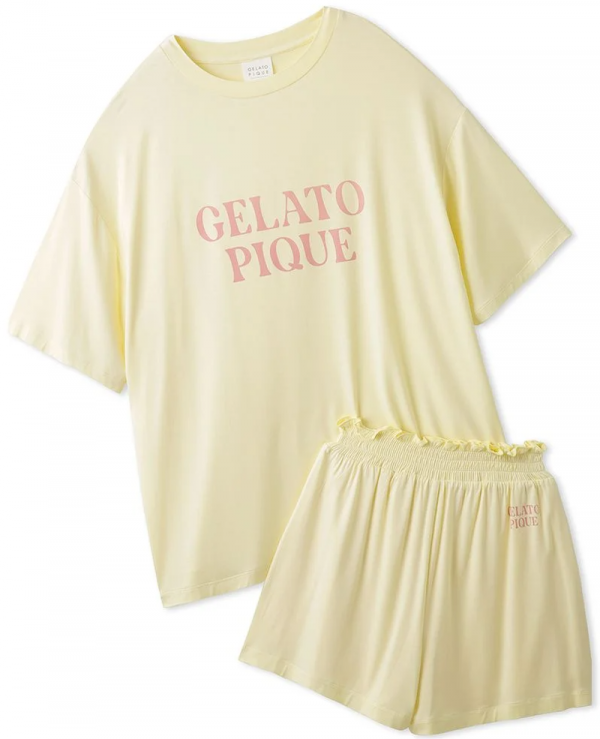 gelato pique カラフルレーヨンロゴTシャツ＆ショートパンツ
